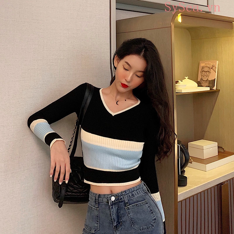 Áo tay dài cổ chữ V thời trang quyến rũ dành cho nữ