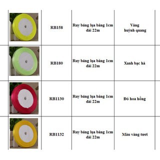 Ruy băng lụa size 1cm , 22 met/ cuộn (Qúy khách vui lòng xem kỹ mô tả để chọn màu)
