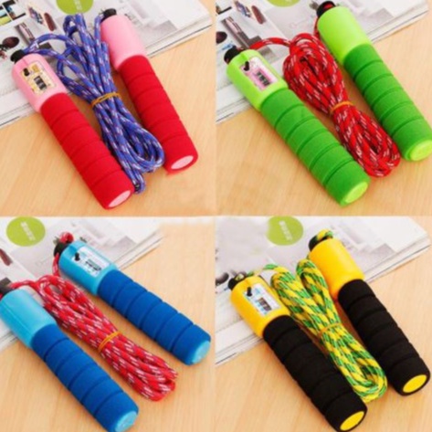 Dây nhảy dây tập thể dục 2m3 tay xốp êm có đồng hồ