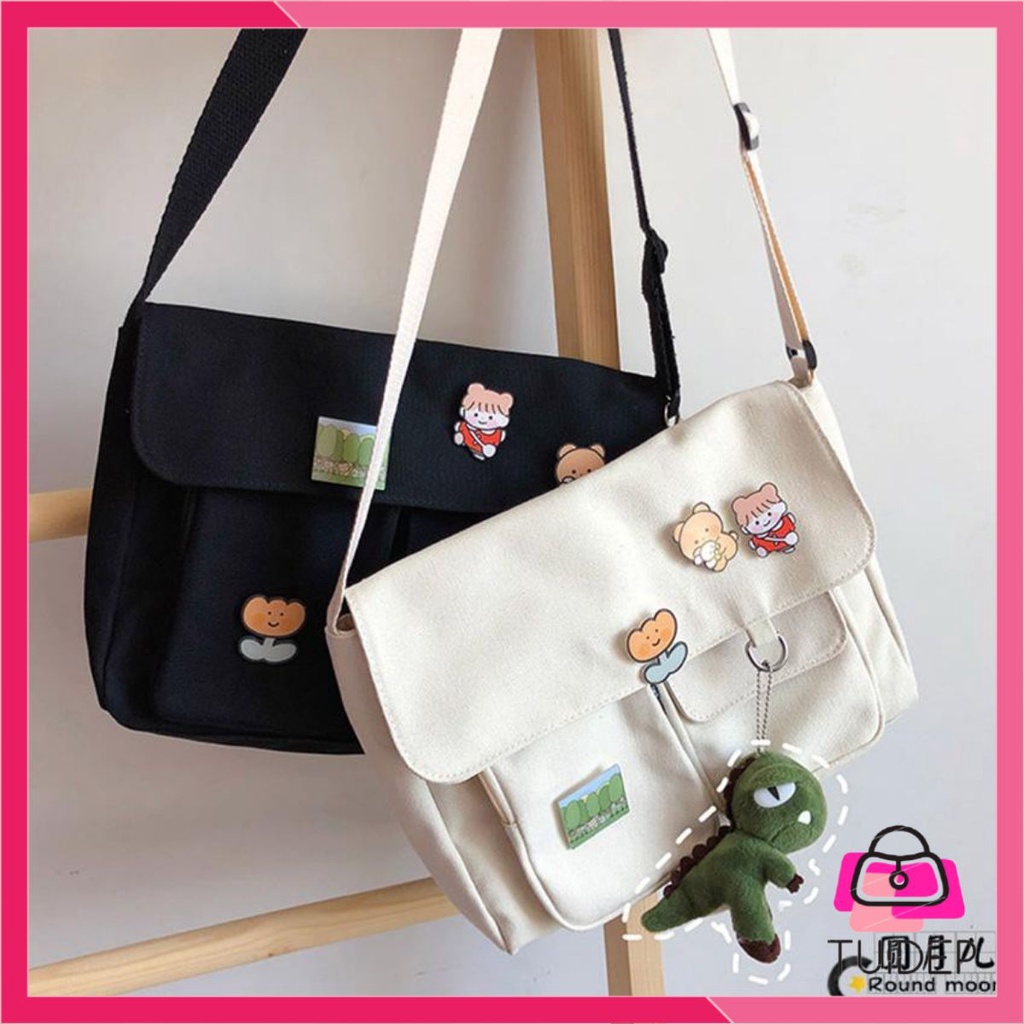 TÚI TOTE VẢI canvas đeo chéo nam nữ unisex ĐI HỌC đi chơi DÀY DẶN siêu bền phong cách Hàn Quốc siêu rẻ