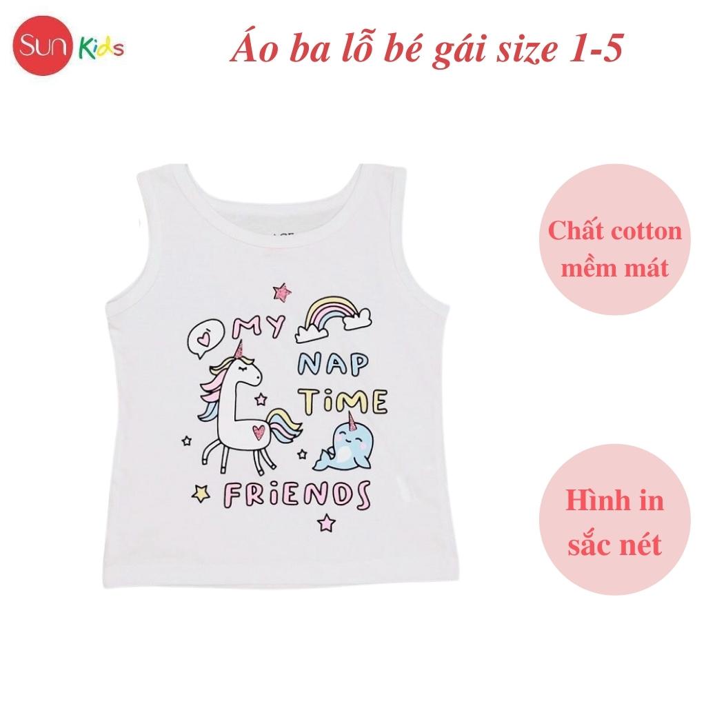 Áo thun bé gái, áo phông bé gái dáng ba lỗ, chất cotton, nhiều màu, size 1-5 - SUNKIDS