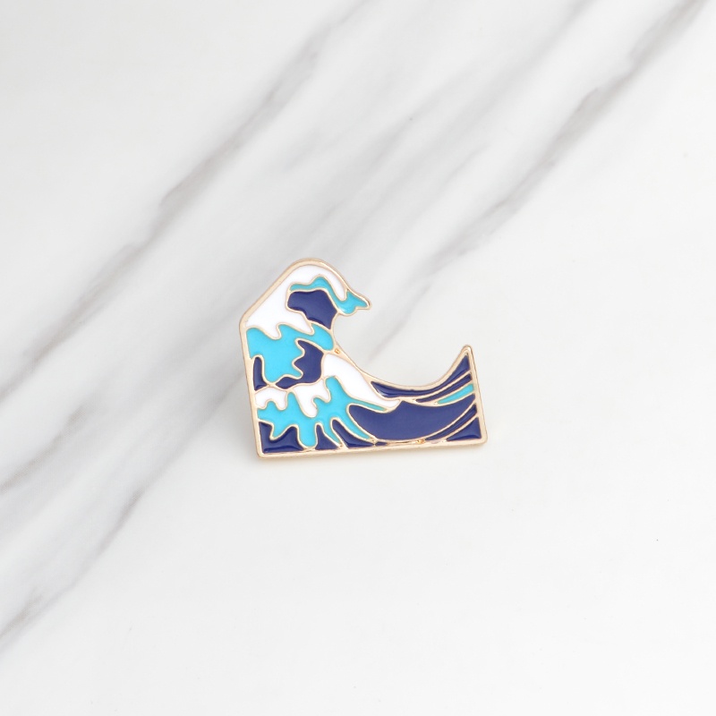 Creative Holiday Wave Brooch Pin Blue Wave Enamel Badge Outdoor Sea Collar Pin Jewelry Accessories Gift for Travelers
