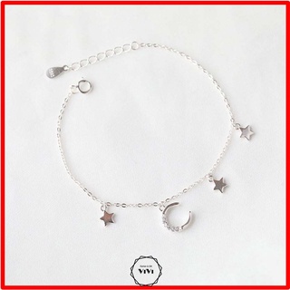 Vòng tay bạc Ý nhỏ xinh hình mặt trăng & sao Selene – Lắc tay bạc ViVi_Gift