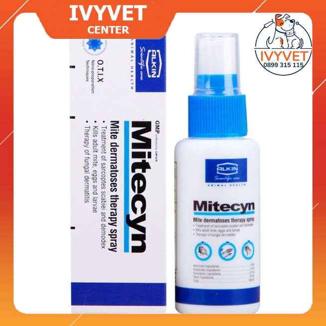 Thuốc xịt ve giận, viêm da chó mèo Mitecyn 50ml