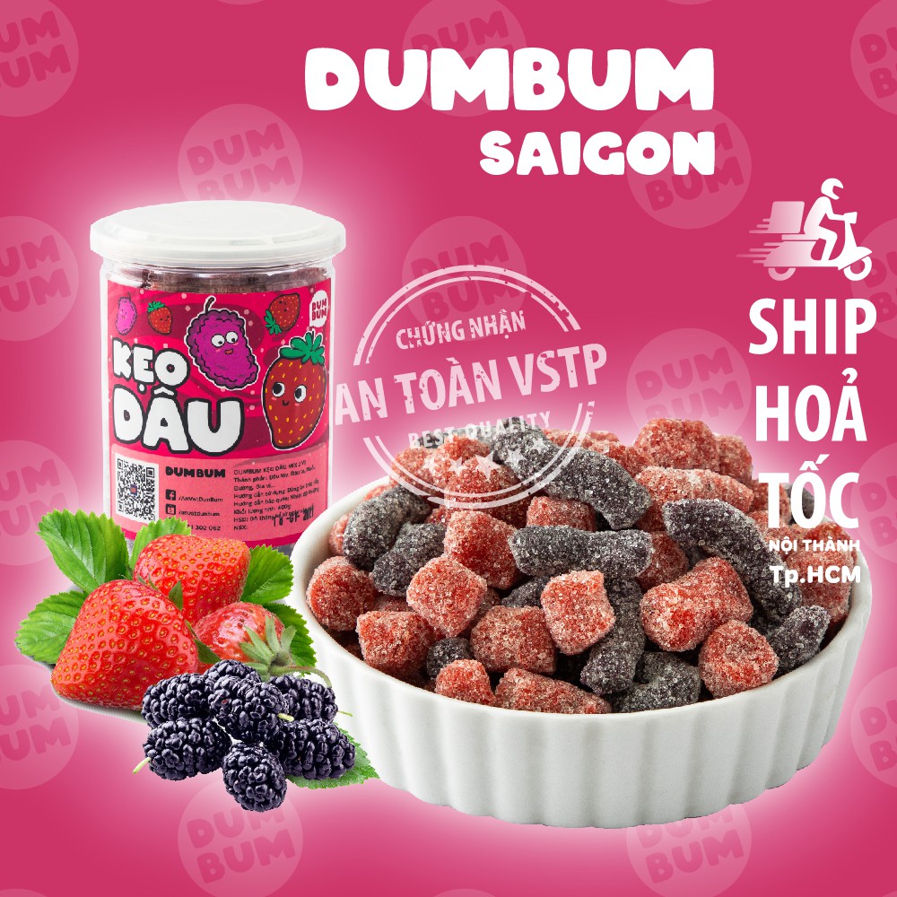 Kẹo dâu tằm 2 vị DumBum 400g đồ ăn vặt Sài Gòn