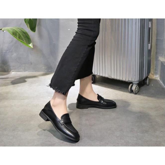 sale 12-12 D318- giày tây nữ da trơn, giày mọi nữ đế thấp hàng quảng châu cao cấp kèm ảnh thật