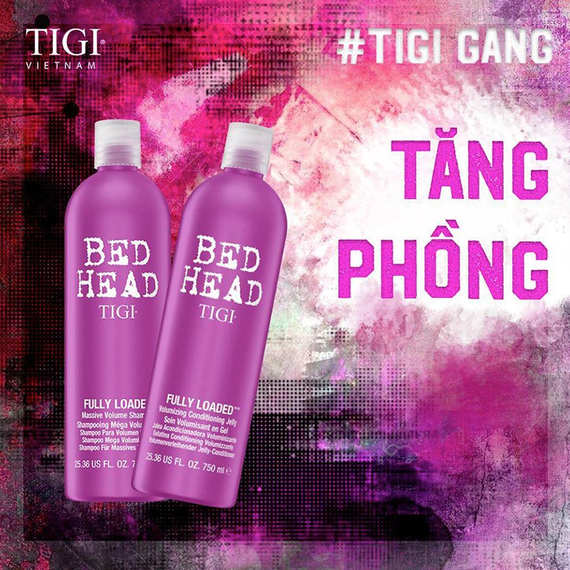 TIGI Bộ dầu gội và dầu xả phục hồi và tăng độ phồng cho tóc Bed Head 750ml (màu tím)