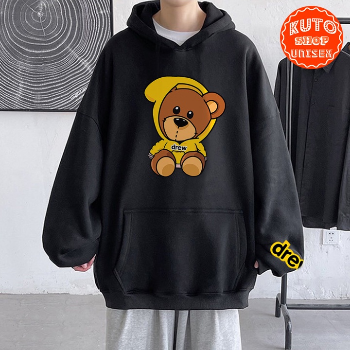 ÁO HOODIE DREW Nỉ Ngoại Cao Cấp In Pet Siêu Bền Siêu Đẹp (HD2840 - Gấu Bông - Kèm Ảnh Thật)