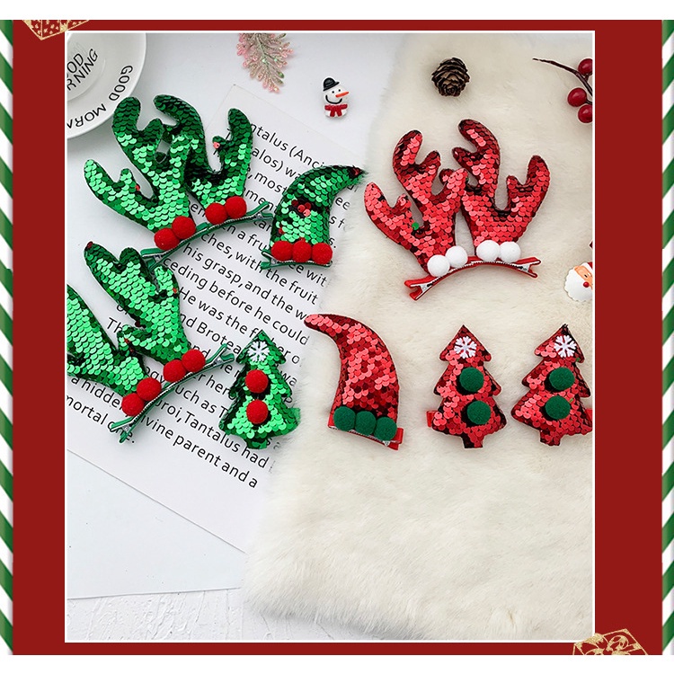 Kẹp tóc kiểu sừng tuần lộc đính kim sa long lanh thời trang