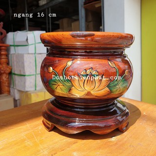 Bát nhang gỗ tràm bông vàng đường kính 16 cm