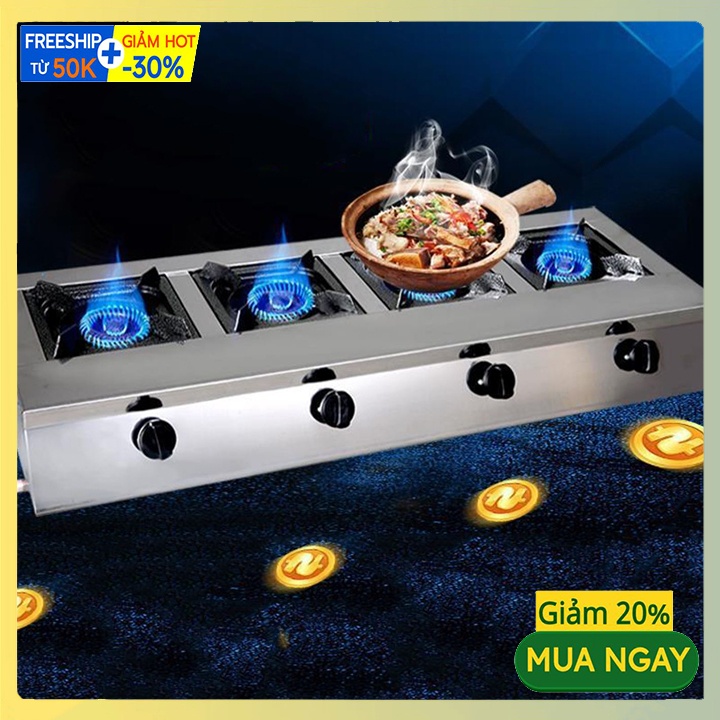 Bếp gas 4 họng - Bếp ga 4 lò ngang sử dụng 1 bình gas