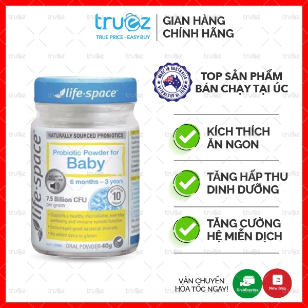 [Chính hãng] Men vi sinh cho trẻ từ 6 tháng đến 3 tuổi [Úc] Life Space Probiotic Powder for Baby 40gram