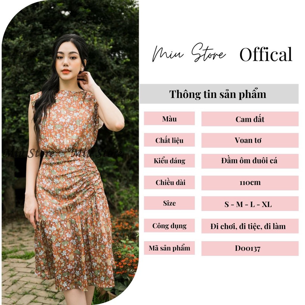 Đầm thiết kế hoa nhí rút eo ôm đuôi cá D00137 [Miu Store]