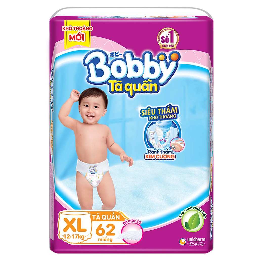 Tã Quần Bobby Ultra Jumbo Siêu Siêu Lớn Rãnh Kim Cương Mới M74/L68/XL62