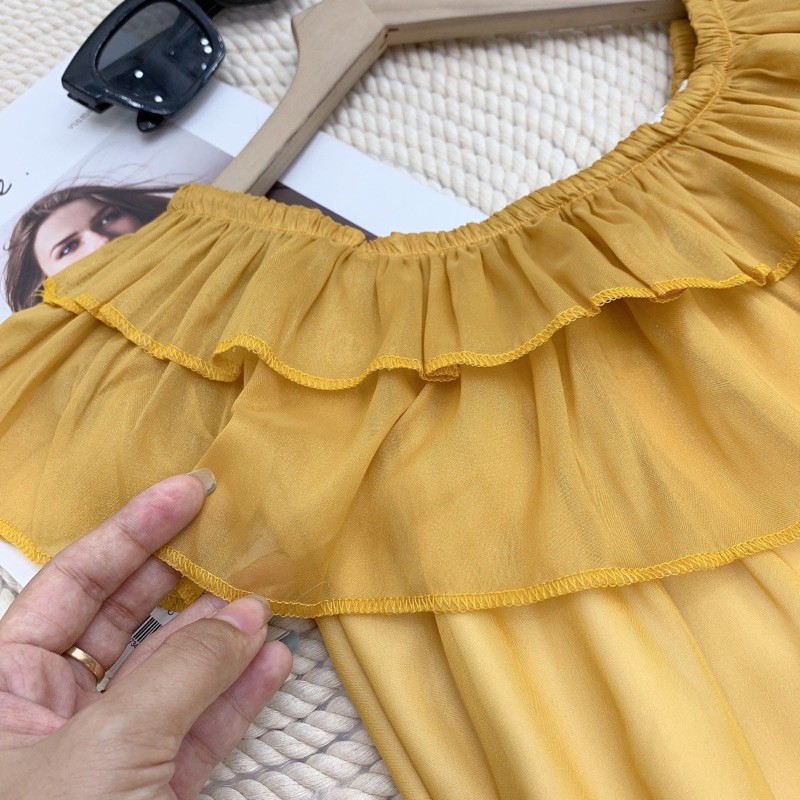 Váy vàng trễ vai tầng siêu sang chảnh | BigBuy360 - bigbuy360.vn