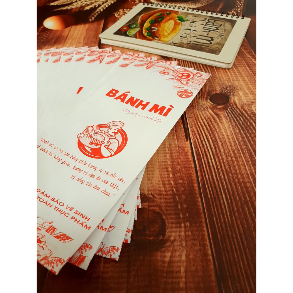 100 Túi Giấy Đựng Bánh Mì Thịt Họa Tiết Đỏ Size 24x10x4cm (Giấy Thực Phẩm Kraft) | BigBuy360 - bigbuy360.vn