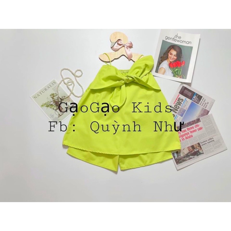 Xả Set áo nơ lệch vai cho bé gái