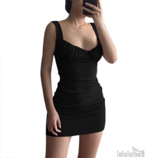 ☆➔❤Phụ Nữ Gợi Cảm Suspender Màu Trơn Câu Lạc Bộ Đêm Thời Trang Mùa Hè Xếp Ly Skinny Đầm