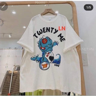 Áo phông trắng tay lỡ Twenty me dành cho nam nữ kute-LN