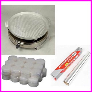 Combo bếp cồn chảo gang hoặc combo bếp cồn chảo gang và giấy bạc chuyên nướng hoặc combo thêm cồn khô