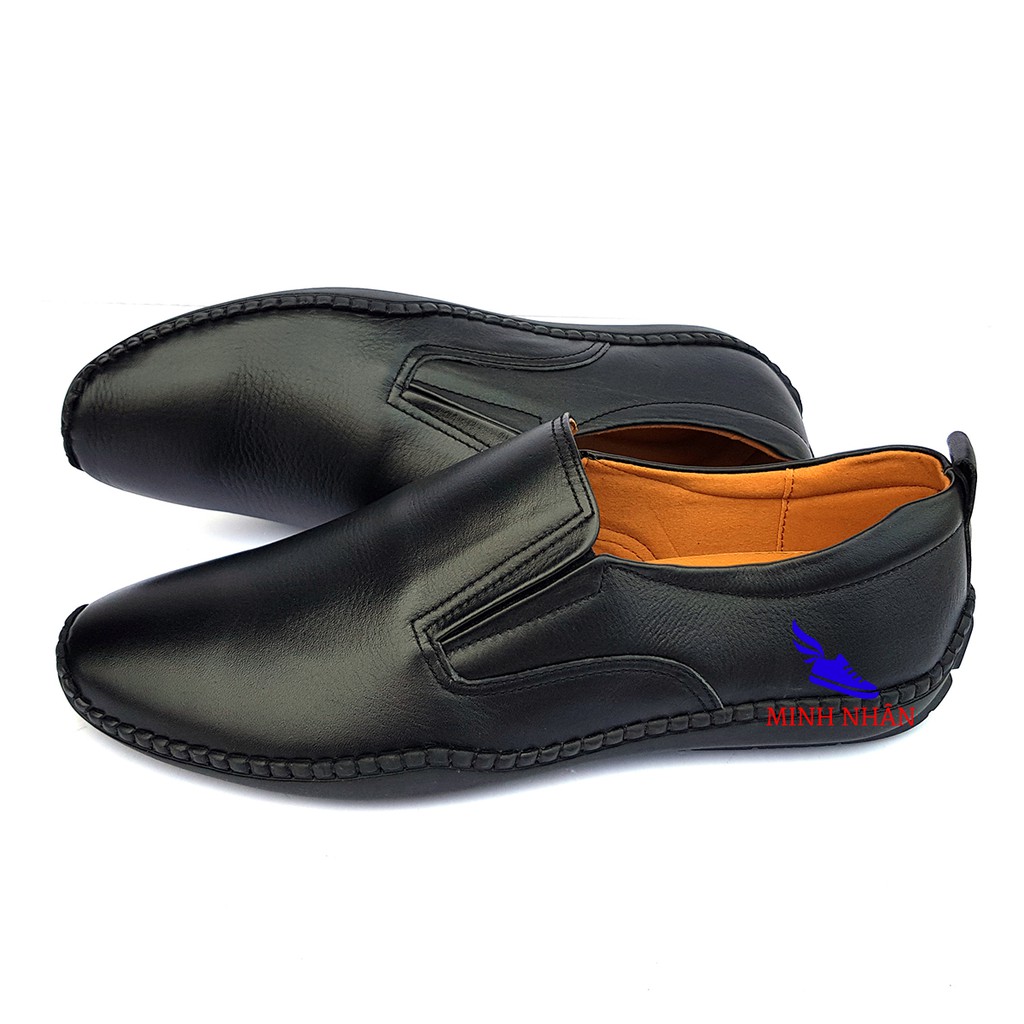 Giày lười nam da bò mẫu mới nhất công sở giày xỏ nam đế bệt cho lái xe ô tô slipon đẹp đơn gản hàng hiệu giá rẻ S-31 đen