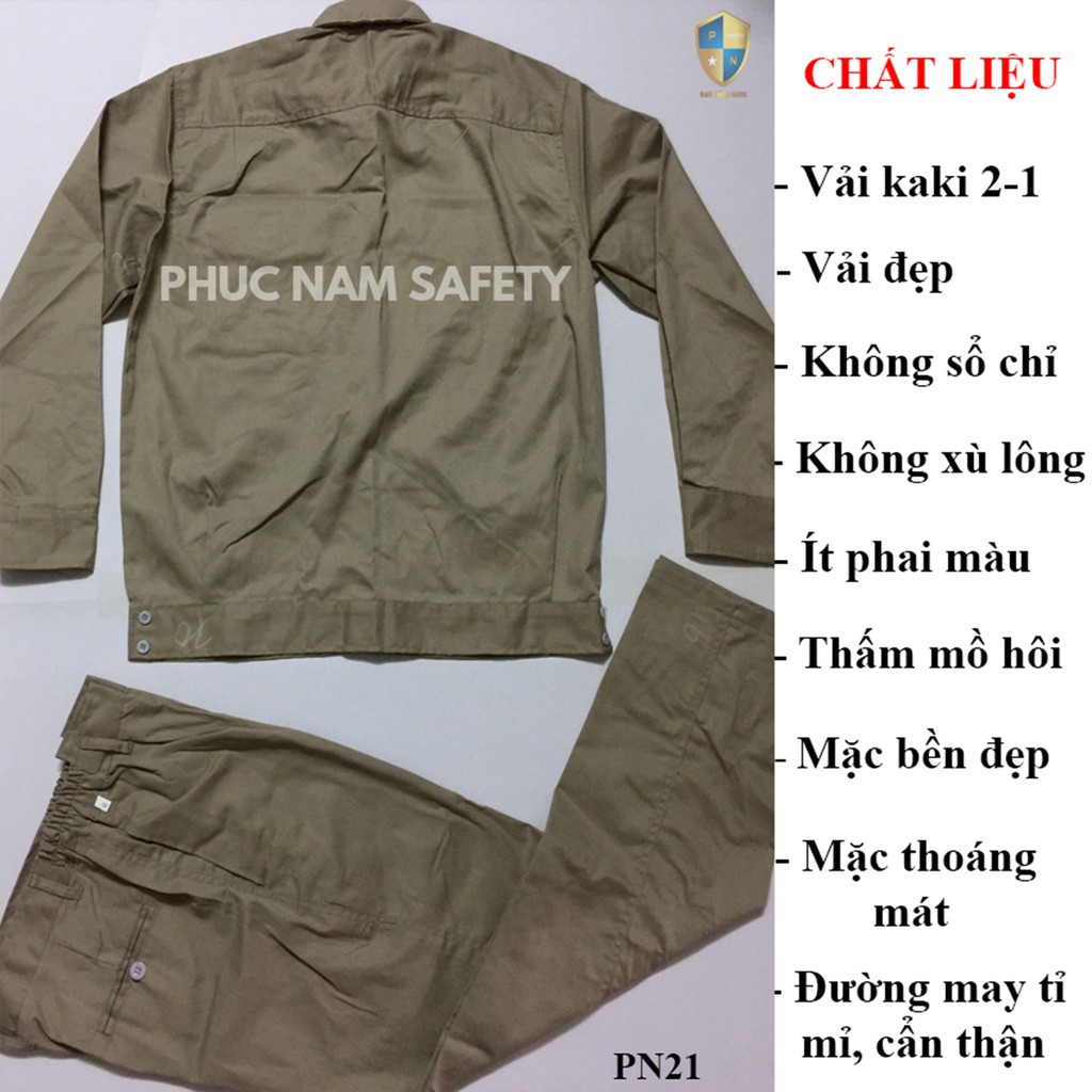 Bộ quần áo bảo hộ lao động PN21 - màu nâu đất, quần áo bảo hộ lao động, Bảo hộ lao động Phúc Nam