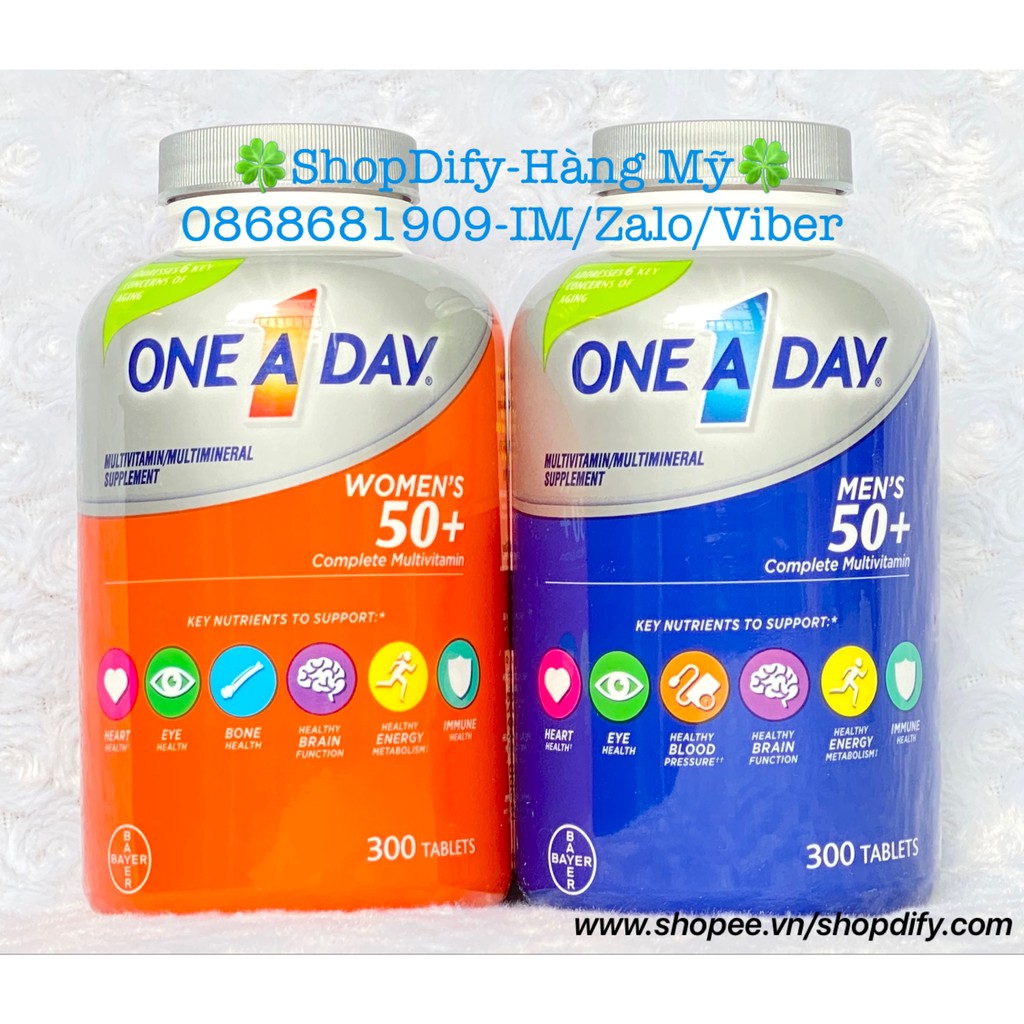 ONE A DAY MEN 50+ Viên Uống Vitamin Tổng Hợp Dành Cho Nam Trên 50 Tuổi 300 Viên