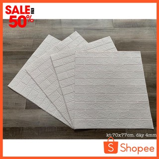 Xốp Dán Tường Giả Gạch Trắng 3D - Khổ Lớn 70x77cm - Dày 04mm