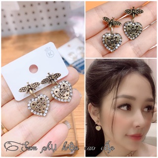 Khuyên tai bông tai Ja.dior tim ong