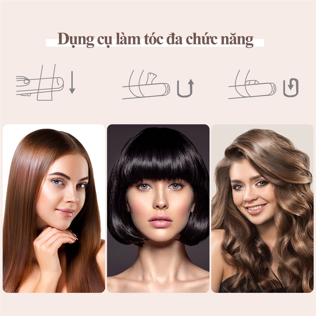CkeyiN 2 in1 26MM Hair Straightener And Hair Curler with 3D Floating Plates Curling Iron HS521