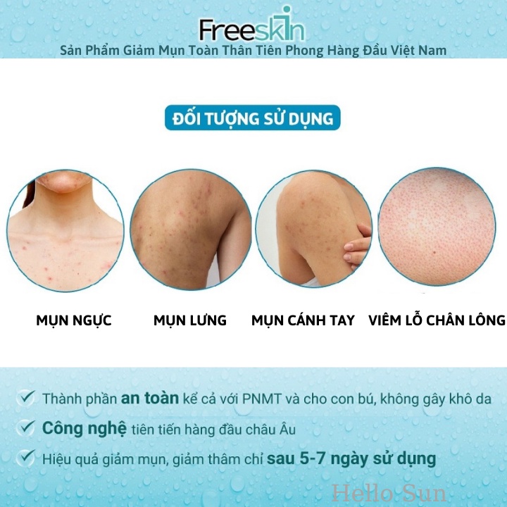 Sữa Tắm Giảm Mụn FreeSkin Chai 250ml, Giảm Mụn, Mờ Thâm, Sáng Da, Hàng Chính Hãng Thơm Novopharm