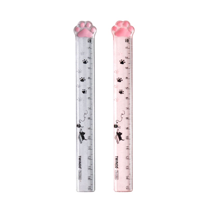 Thước Kẻ 15cm Bằng Nhựa Acrylic Hình Chân Mèo Dễ Thương Tiện Dụng C7001