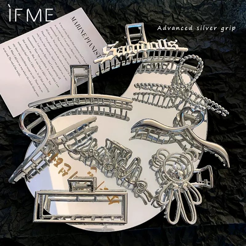 IF ME Kẹp tóc   kiểu nơ chéo màu bạc đơn giản thanh lịch cho nữ