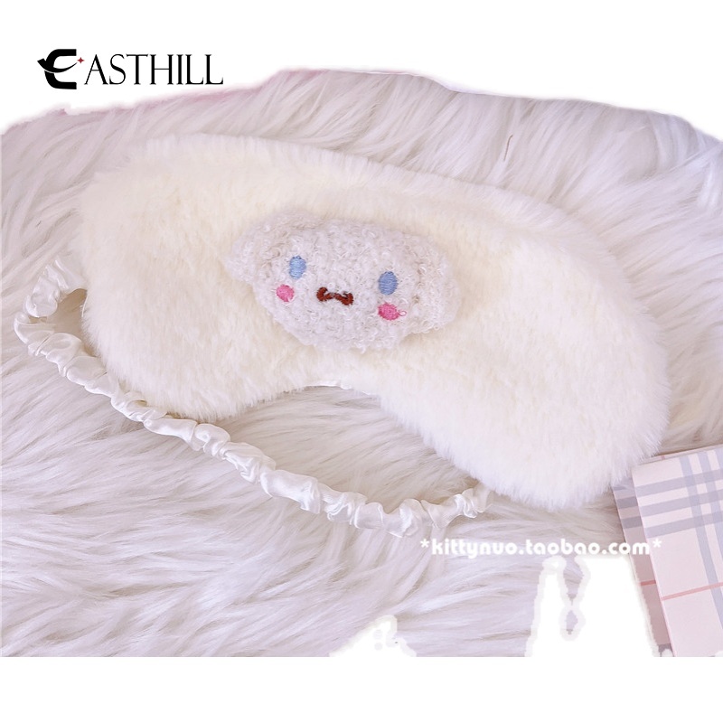 Mặt Nạ Che Mắt Bằng Vải Bông Mềm Mại Hình Cinnamoroll Kuromi Đáng Yêu Có Thể Đeo Túi Đựng