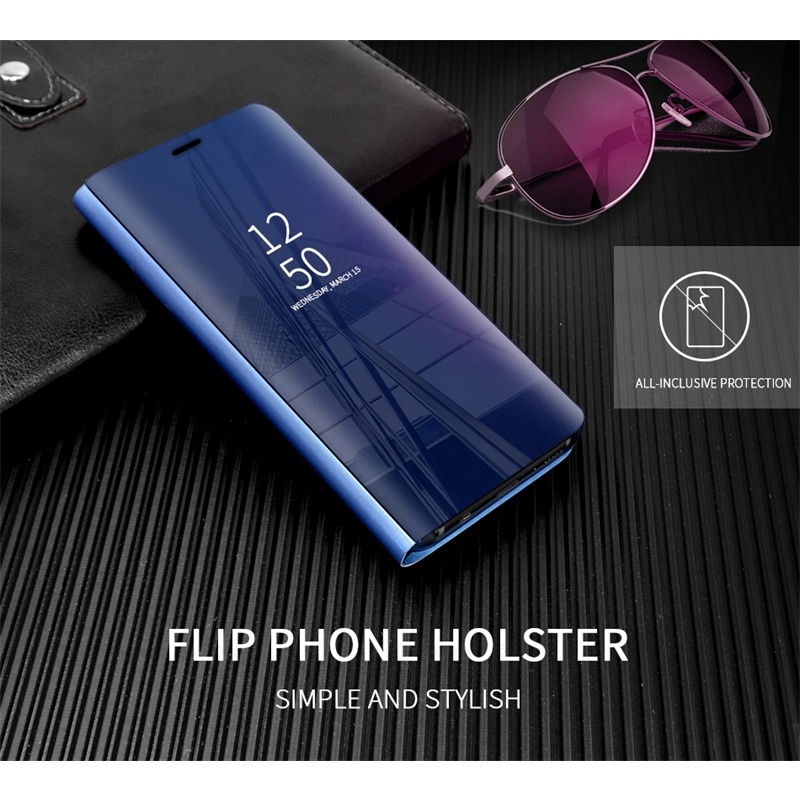 Bao Da Điện Thoại PU Nắp Lật Mặt Gương Thông Minh Cho Samsung Galaxy S 22 S22 Ultra Plus S22Ultra S22+ 5G 2022