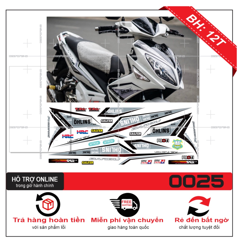 TEM XE NOUVO 4 LX DÁN XE TRẮNG -- SHIN DECAL 2