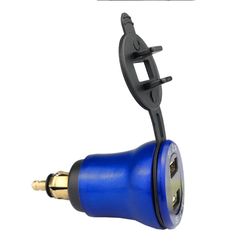 Bộ Sạc USB Kép 2.1A Bằng Nhôm Có Đèn Led Và Vôn Kế Cho Xe Mô Tô