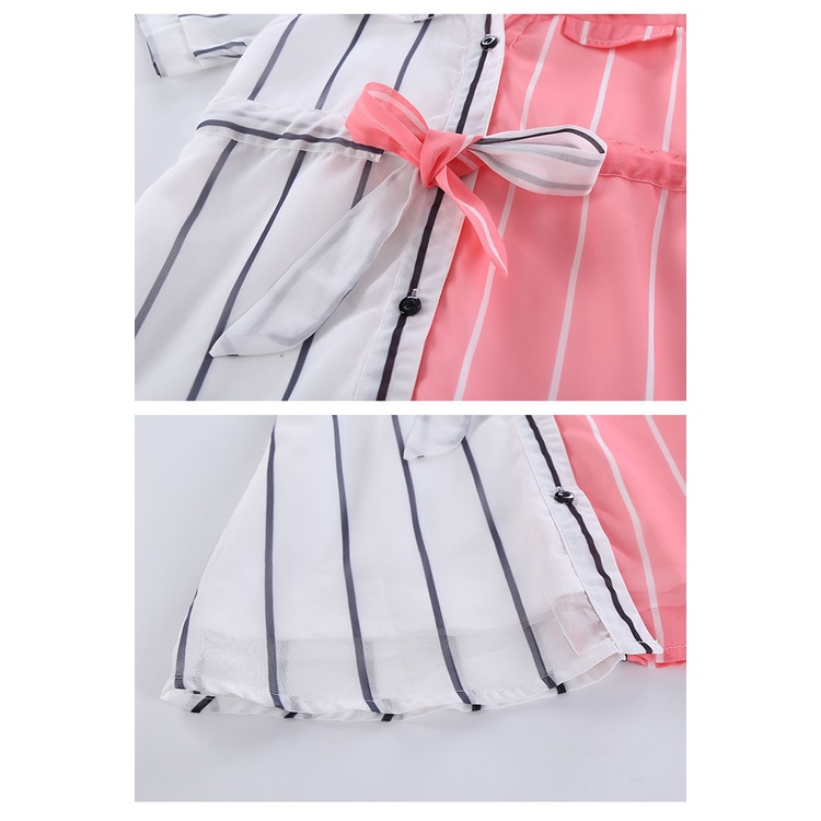 Đầm Chiffon Họa Tiết Kẻ Sọc Thời Trang Xuân Hè Cho Bé Gái