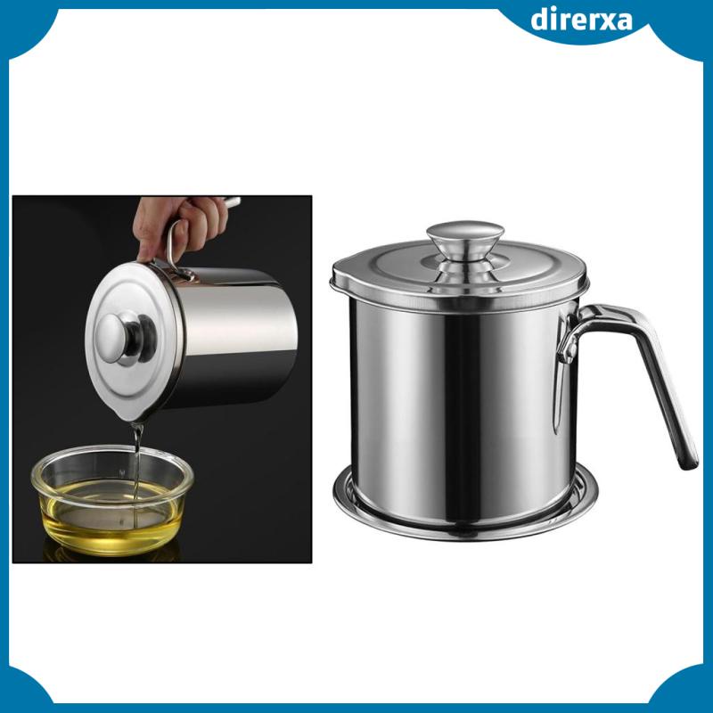 Bacon Grease Container, Stainless Steel Grease Keeper, 1.6L / 2L Oil Storage Pot with Fine Mesh Strainer, Kitchen Cooking or Frying Oil Jar