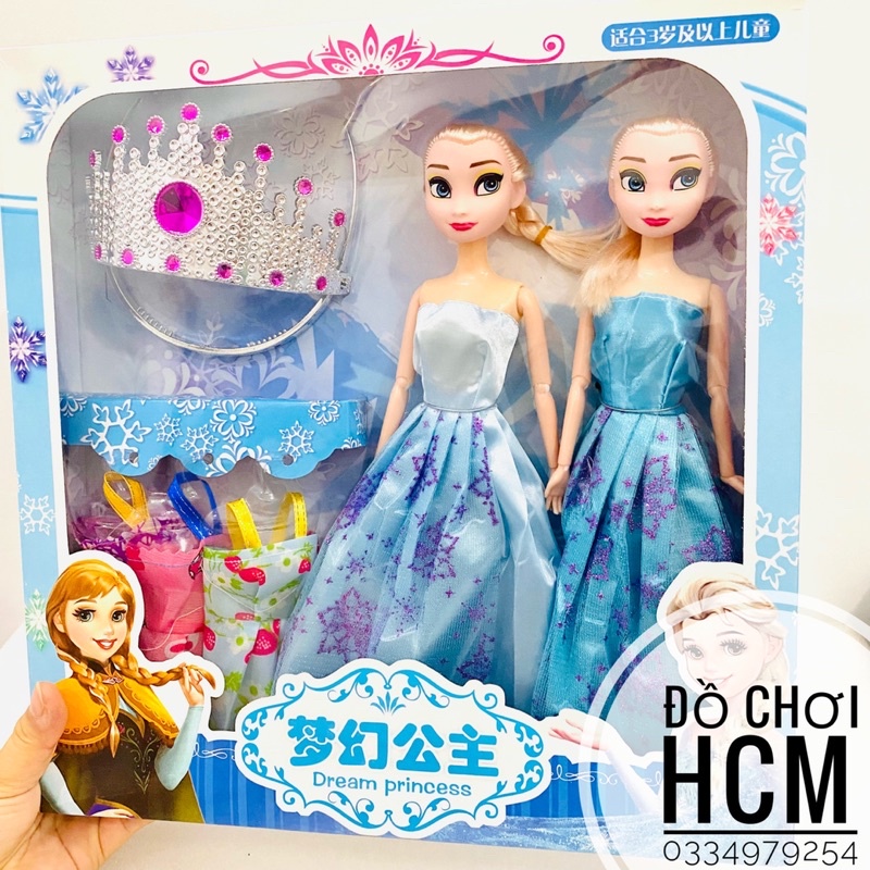 [LOẠI LỚN RẤT ĐẸP] Bộ đồ chơi búp bê công chúa Frozen Elsa và Anna dành cho bé thích chăm em