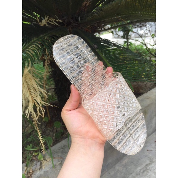 Dép nhựa trong trộn kim tuyến quai ngang đan lưới cho nữ Hp 102