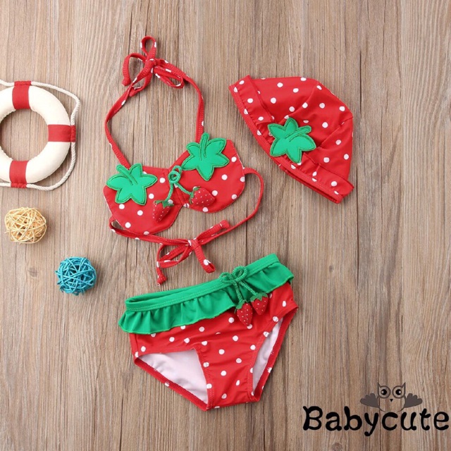 Bikini trái dâu đáng yêu cho bé gái ( ảnh thật )