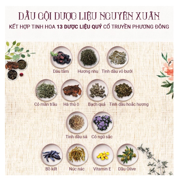 Dầu gội dược liệu Nguyên Xuân Bồng bềnh 350ml - Ngát hương hoa, da đầu dầu bết