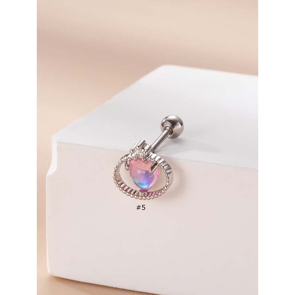 1 Khuyên Tai Hình Trái Tim Bằng Thép Không Gỉ 316L