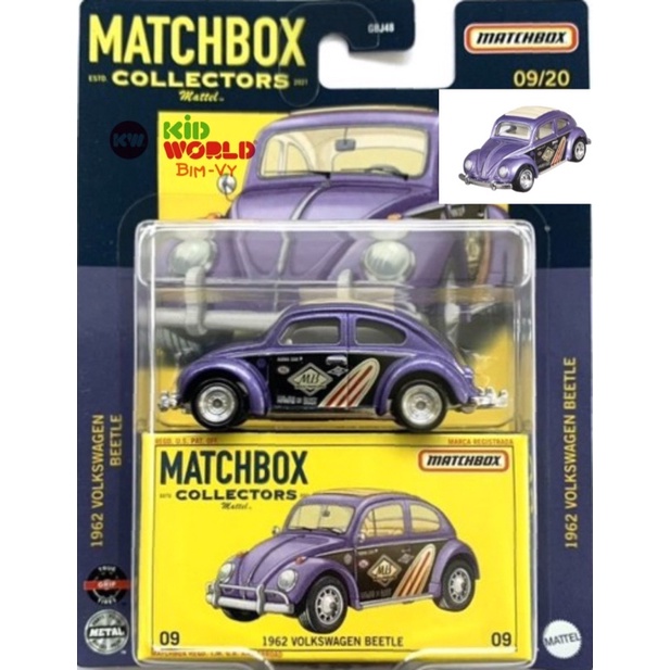 Xe mô hình Matchbox Collectors Series 1962 Volkswagen Beetle GRK27, bánh cao su.