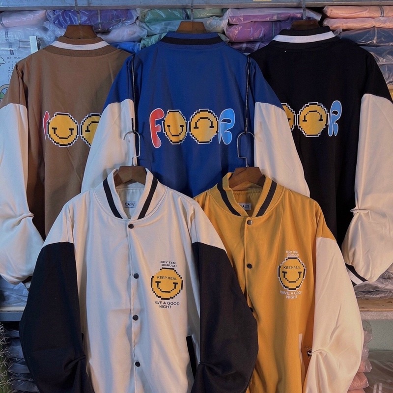 Áo khoác bóng chày bomber kaki da lộn 2 lớp unisex ulzzang nam nữ