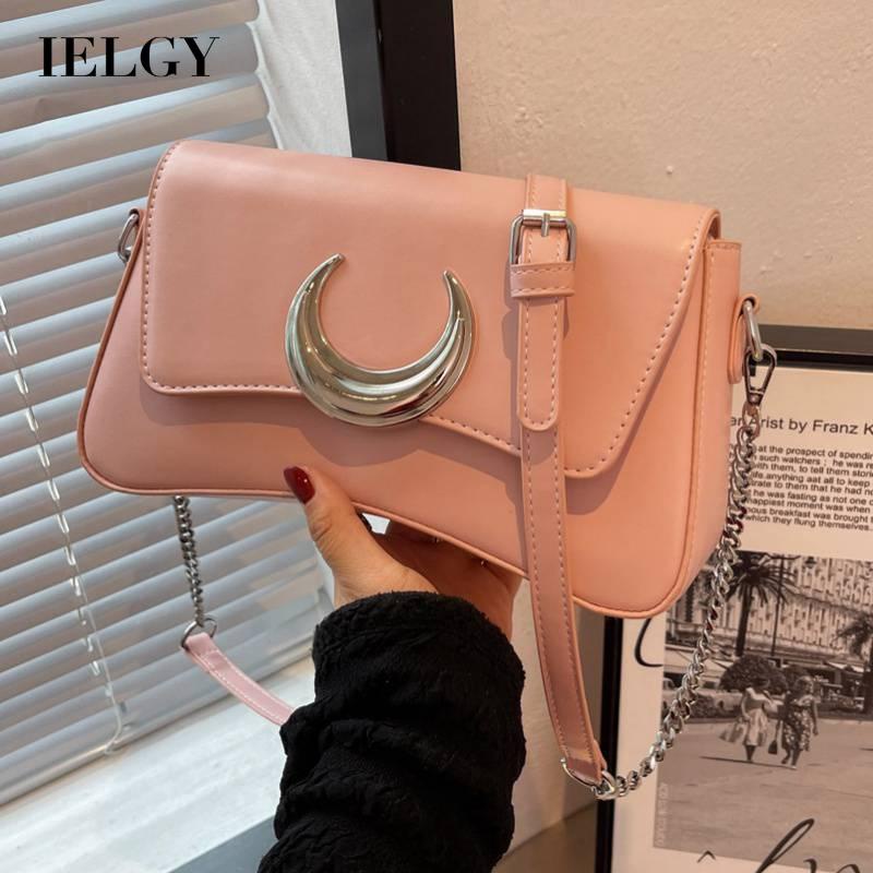 Ielgy Túi Đeo Chéo Chuỗi Xích Hình Lưỡi Liềm Đơn Giản Thời Trang Cho Nữ