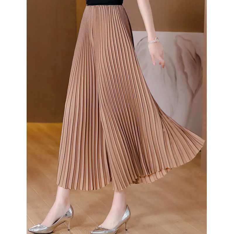 Issey Miyake Quần Ống Rộng Xếp Ly Lưng Cao Phong Cách Phương Tây Thời Trang Mùa Hè 2022 Cho Nữ