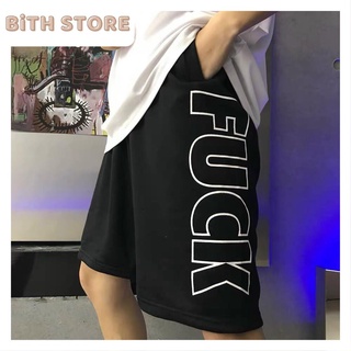 Quần short lửng nam nữ chất thun cotton in chữ Fuc.k, quần short thể thao dây rút