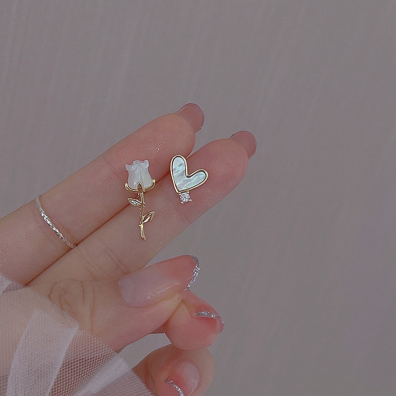 Bông Tai Hình Trái Tim Đính Đá Thời Trang Cho Nữ